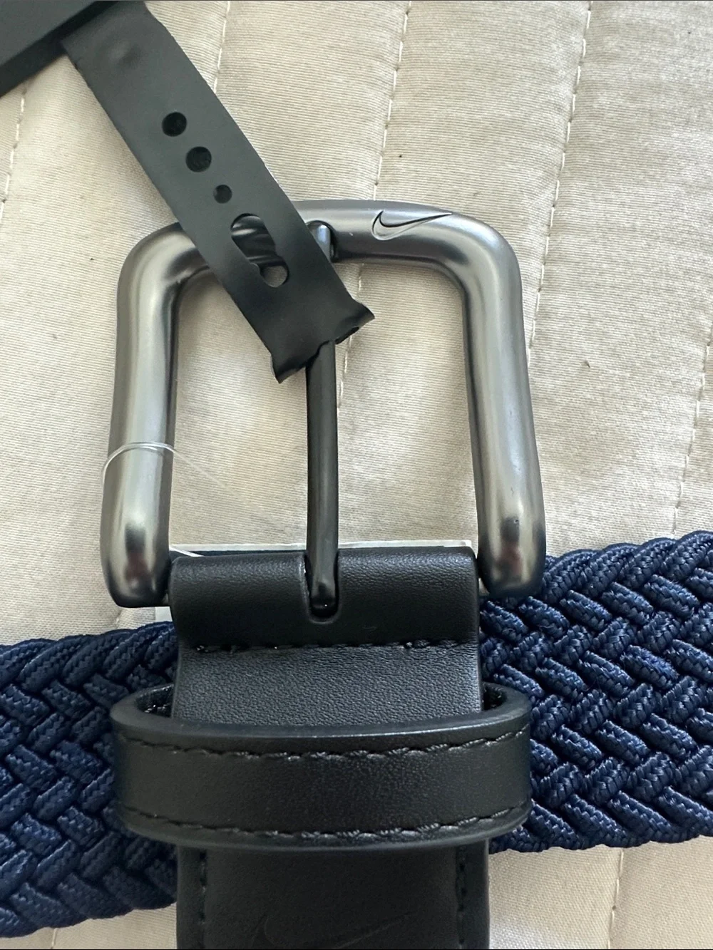 Nike Men's Navy and Black Woven Stretch Belt